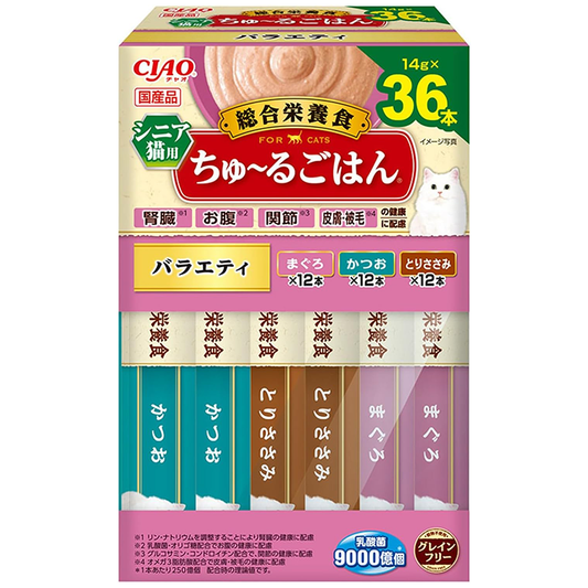 チャオ (CIAO) ちゅ~るごはん シニア猫用バラエティ 14g×36本 猫用おやつ BOX