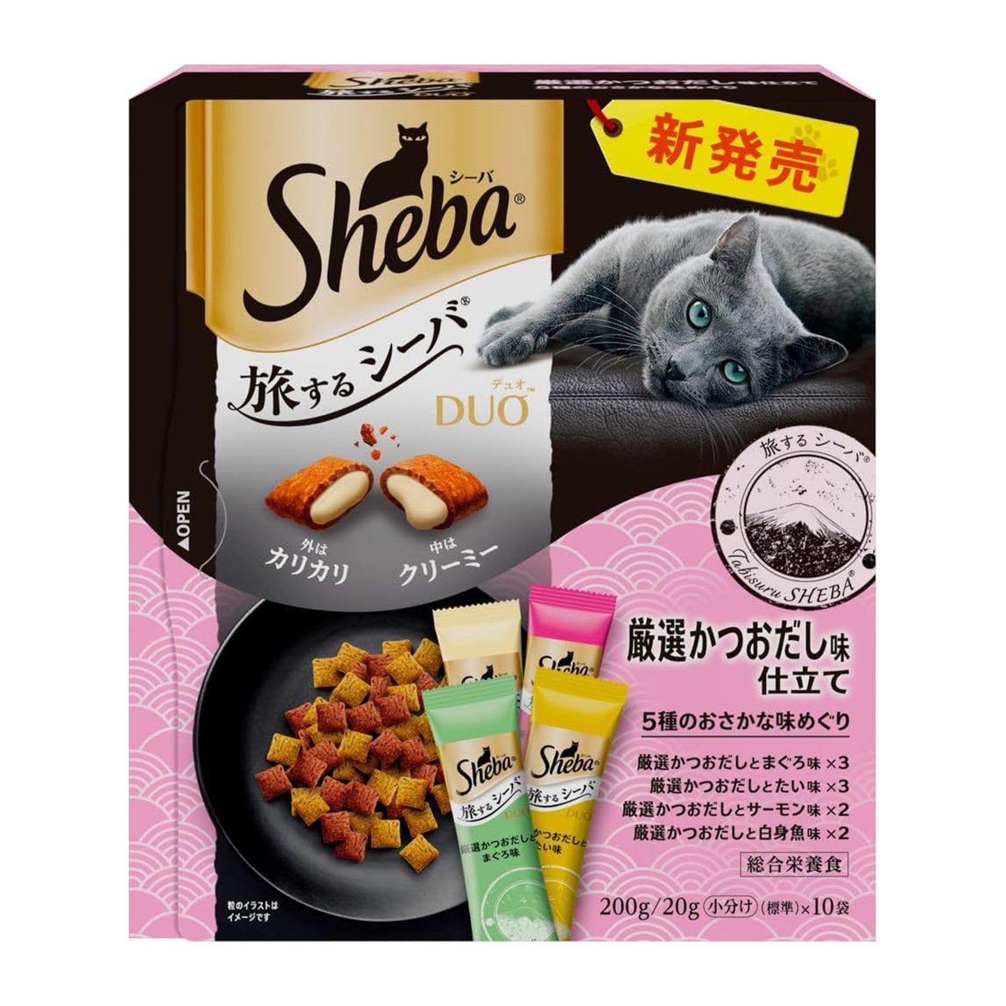 シーバ デュオ キャットフード 旅するシーバ 厳選かつおだし味仕立て 5種のおさかな味めぐり 成猫用 200g