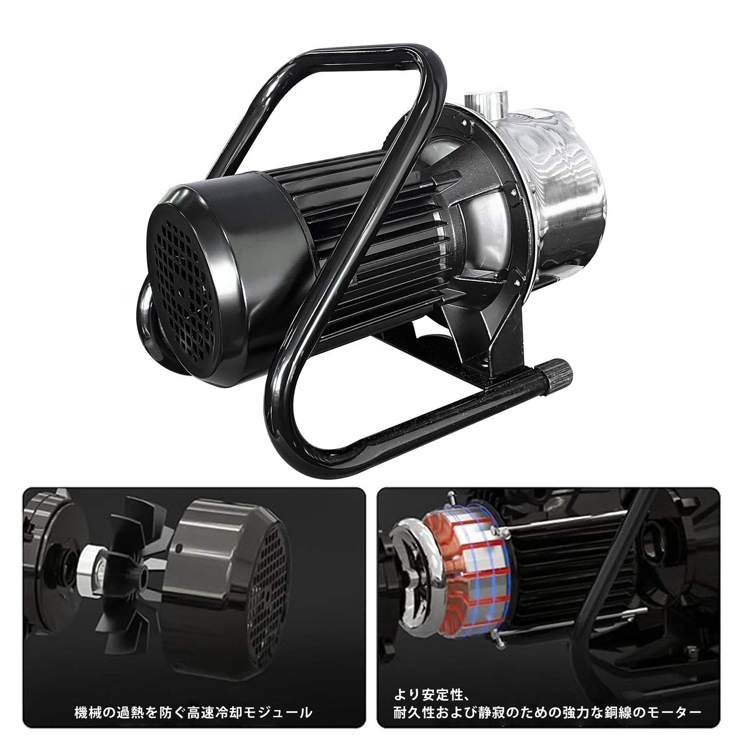 浅井戸ポンプ 水移送ポンプ1HP 自吸式 18GPM 1200GPH  電動ウォーターポンプ ブラケット付き(115V/60Hz)