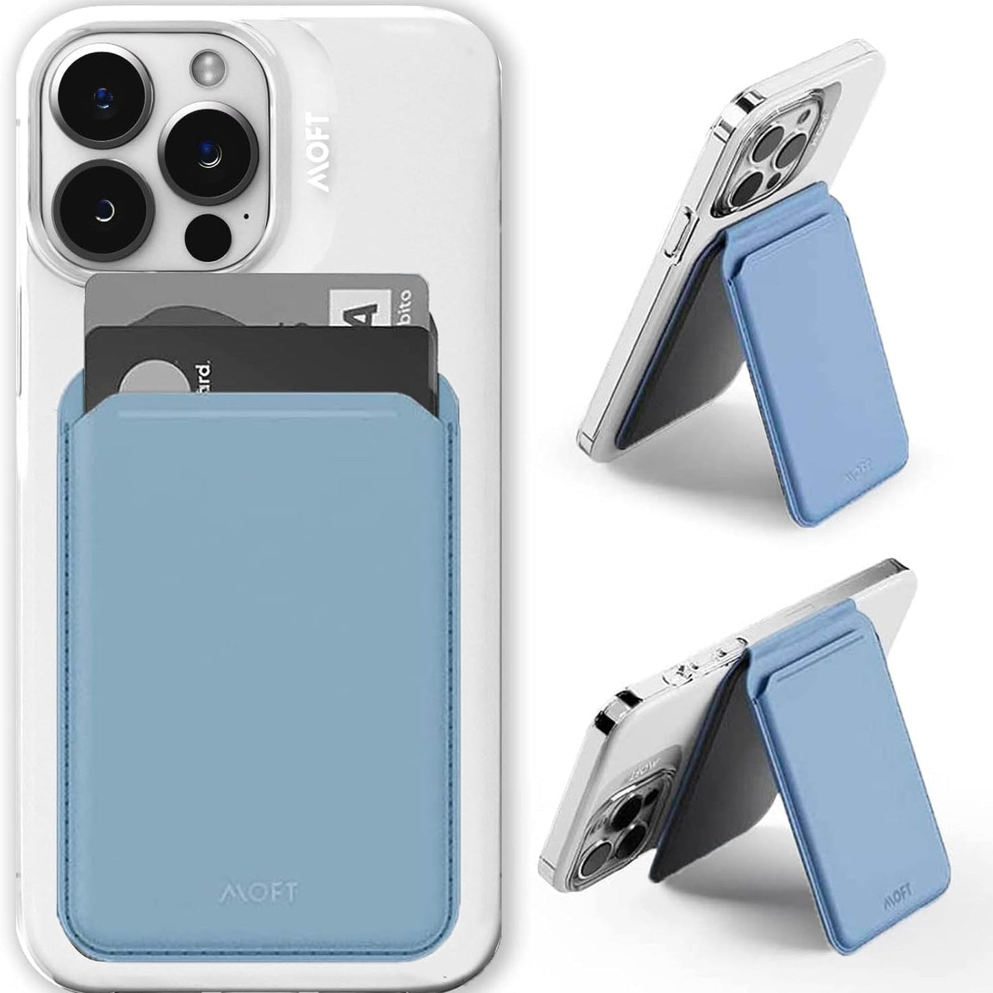 MOFT フラッシュウォレットスタンド MagSafe対応 iPhone14 スタンド マグネット カードケース iPhone12/13/14シリーズ兼用 カードウィンドウ付き 卓上 カード収納 多角度調節 持ち歩き便利 ウィンディブルー