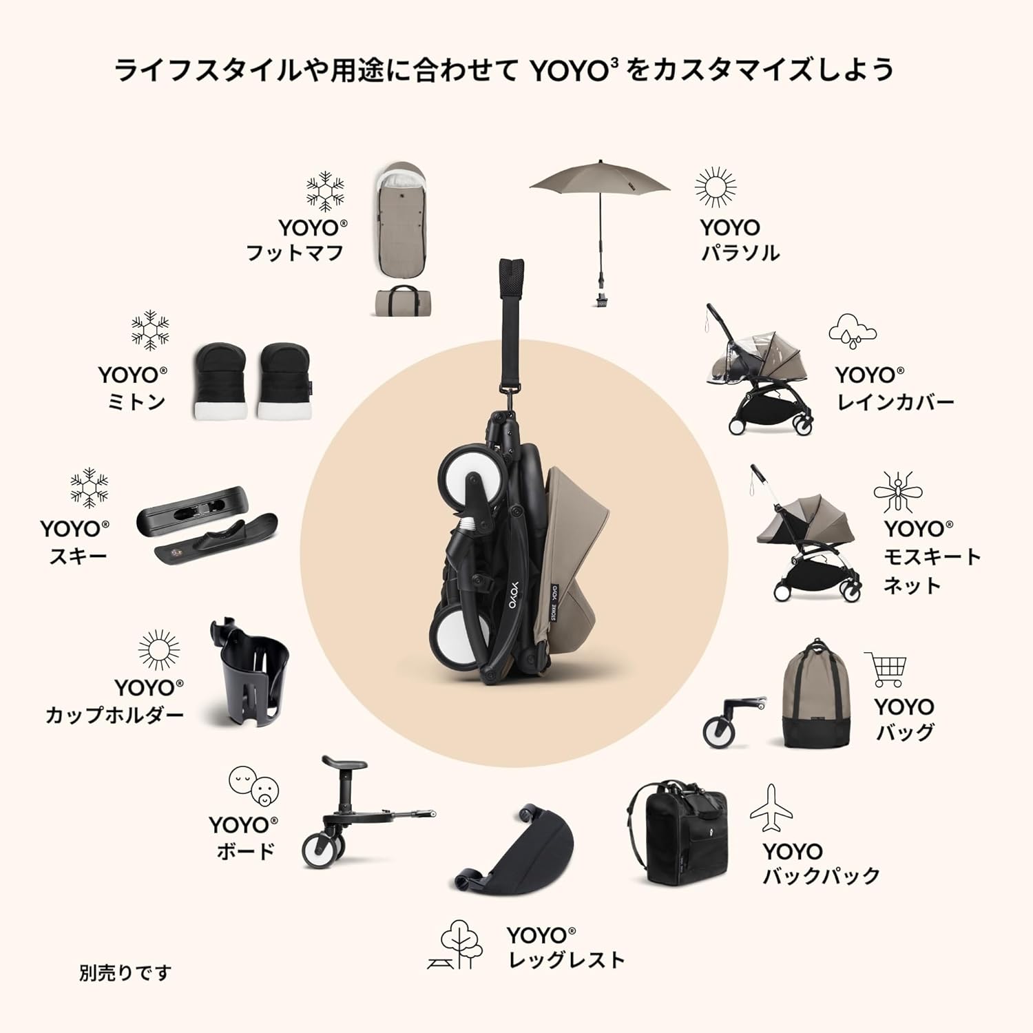 Stokke(ストッケ) YOYO ヨーヨー ベビーカー 付属品 6+ カラーパック 生後6か月から幼児まで B型 トープ ※本体別売り