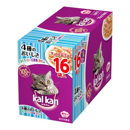 カルカン パウチ 4種のおいしさ まぐろ・たい・白身魚・さけ入り キャットフード 成猫用 70g×16袋 (まとめ買い)