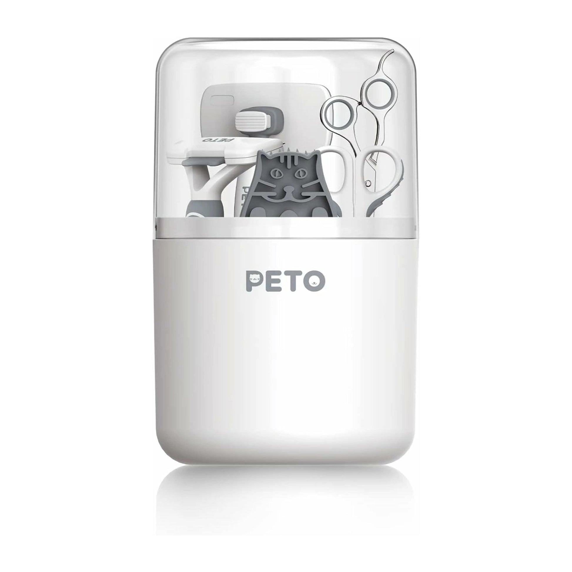 PETO(ペト) 短毛用グルーミング5点セット (カーブ毛抜きブラシ・毛抜きブラシ・ワンボタン式ブラシ・つめ切りはさみ・カット用ハサミ)