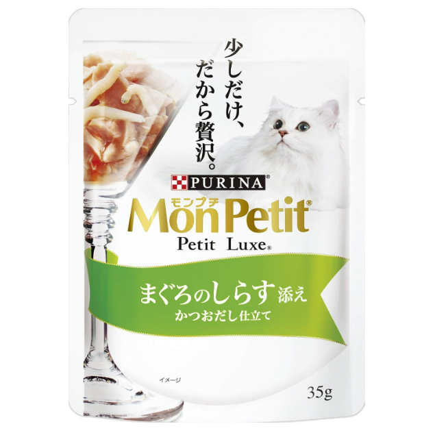 モンプチ プチリュクス パウチ 成猫用 まぐろのしらす添え 35g×48袋入り (ケース販売) [キャットフード]