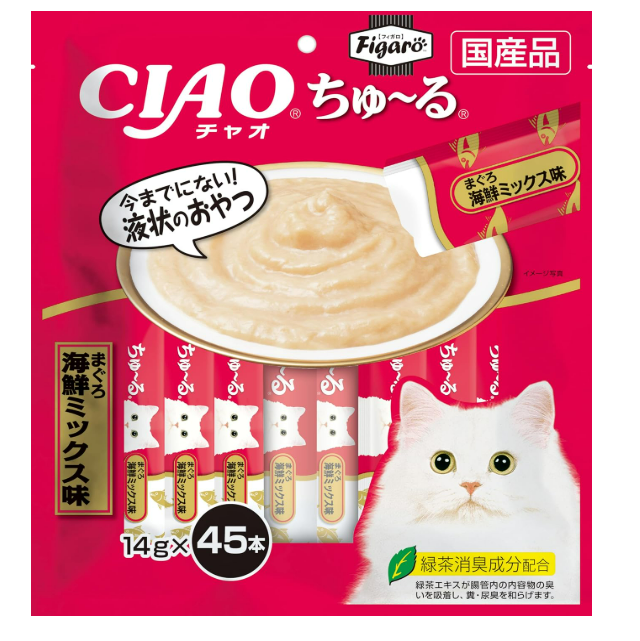Figaro(フィガロ) CIAOちゅ~る まぐろ 海鮮ミックス味 14g×45本 猫用おやつ