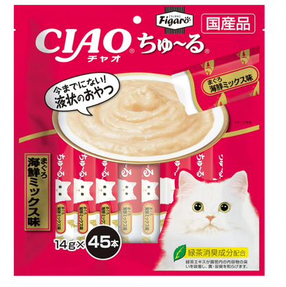 Figaro(フィガロ) CIAOちゅ~る まぐろ 海鮮ミックス味 14g×45本 猫用おやつ