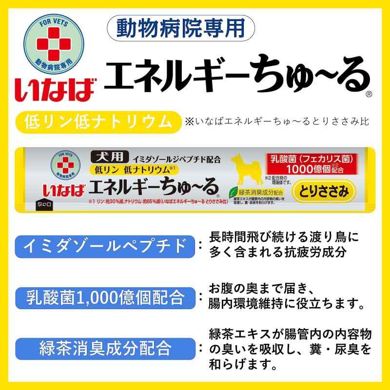 いなば 犬用おやつ エネルギーちゅ～る 乳酸菌1,000億個 低リン低ナトリウム とりささみ味 14グラム (x 50本)