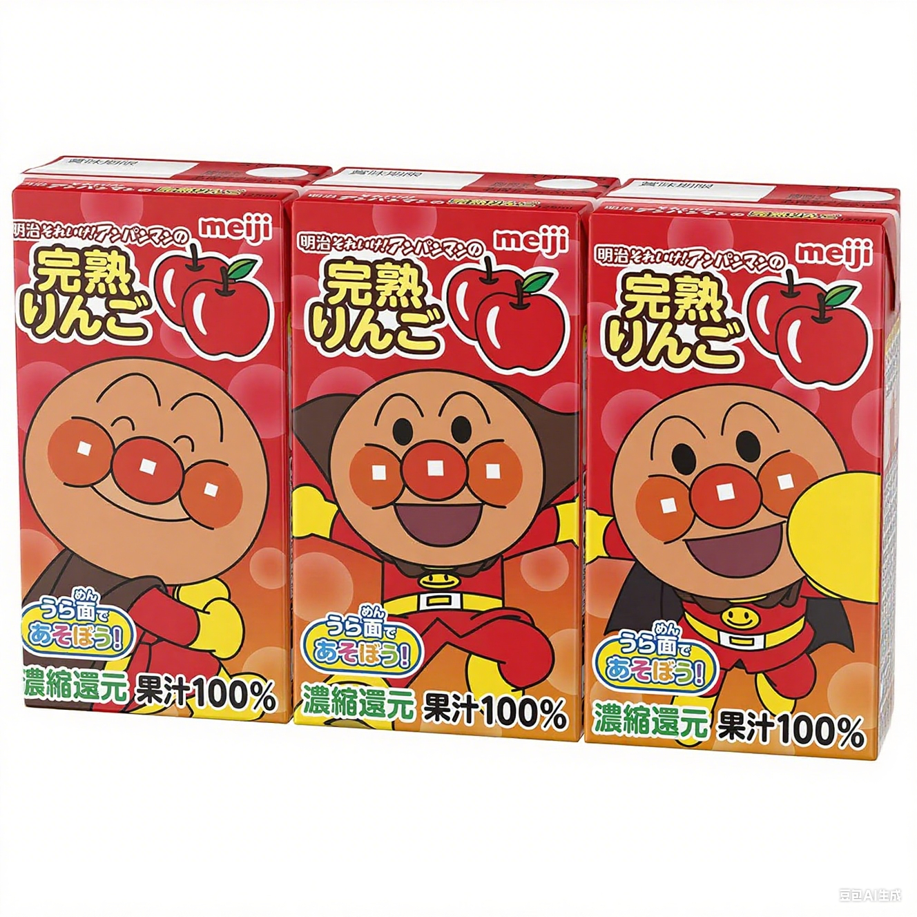 [冷蔵] 明治 明治それいけ! アンパンマンの完熟りんご100 125ml×3本×6