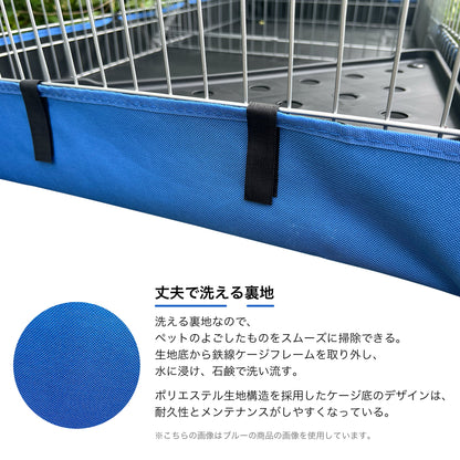 ペットサークル 小動物用 ケージ ドア・仕切り付き 屋内 屋外兼用 底付き 防水仕様 天井カバー付き 餌置き台付き 小型犬 猫 うさぎ モルモット 折りたたみ式 ペットゲージ 組立簡単 逃走防止 61.5×121×35.5cm