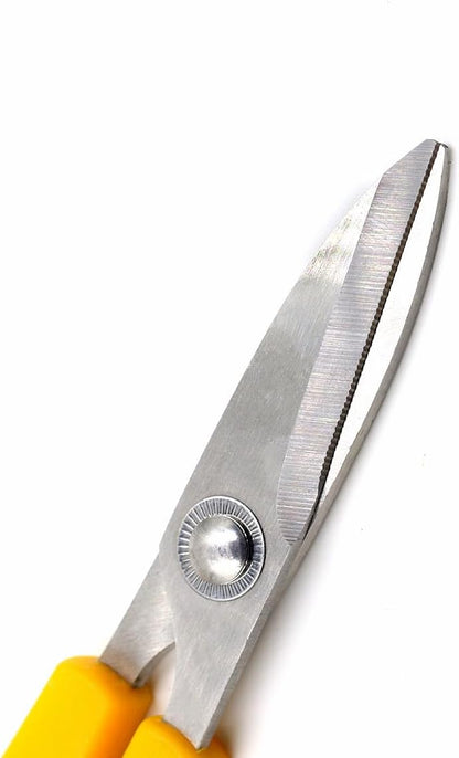 CozyK 万能ハサミ ギザ刃 コンパクト 家庭用 保護キャップ付 電線 布切 牛乳パック切断 ハサミ 全長14cm