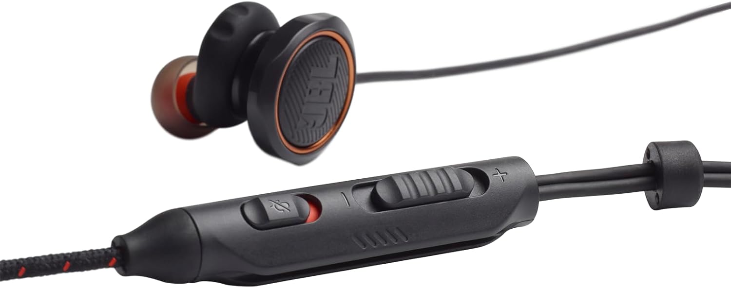 JBL Quantum 50 有線 インイヤー ゲームヘッドフォン インラインコントロール付き ブラック