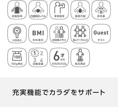 オムロン 体重 体組成計 カラダスキャン ホワイト KRD-203-W 自動認識 乗るだけで測定開始 薄型設計