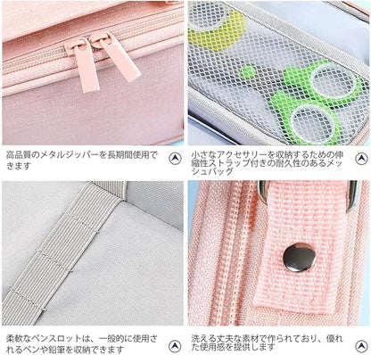Nipinus ペンケース 大容量 筆箱 帆布 筆入れ 小物収納 ふでばこ ペン袋 ツールペンケース ポーチ 中小学生 高校生 大学生 男の子 女の子 子供 社会人用