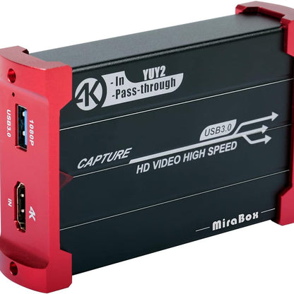 Mirabox 4K キャプチャーボード USB 3.0ビデオゲームキャプチャ1080p @ 60fps PS4 Xbox Wii UおよびPS3をHD Loopoutでサポート、プラグアンドプレイサポートHDMIゲームライブ録画/HDMIビデオ録画/ライブストリーミングキャプチャデバイス