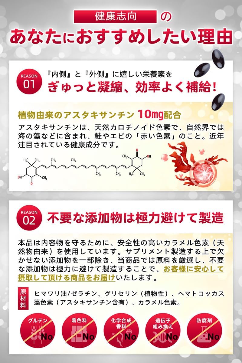 アスタキサンチン10mg/2粒（450mg/ボトル）90粒入 紫外線対策 超臨界抽出法 CoA分析証明書 (実測値11.36mg) CELLFUEL from N.Y.