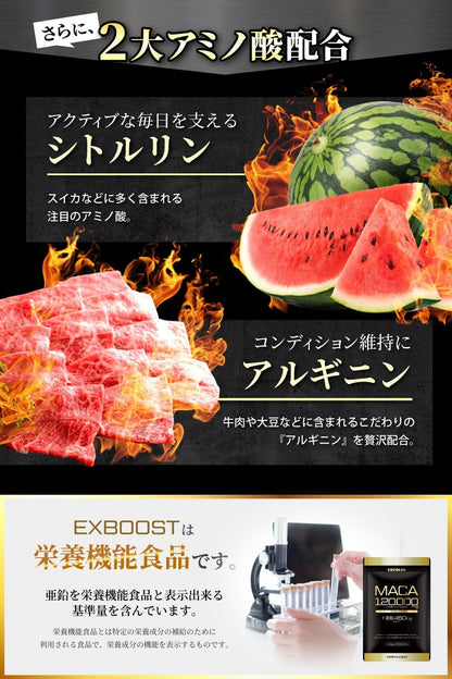 COCOLAB EXBOOST 生姜 マカ（20倍濃縮）120,000㎎ 亜鉛 450㎎（15㎎/日） ローヤルゼリー サプリメント シトルリン アルギニン 厳選成分11種配合 日本製 60粒 約30日分