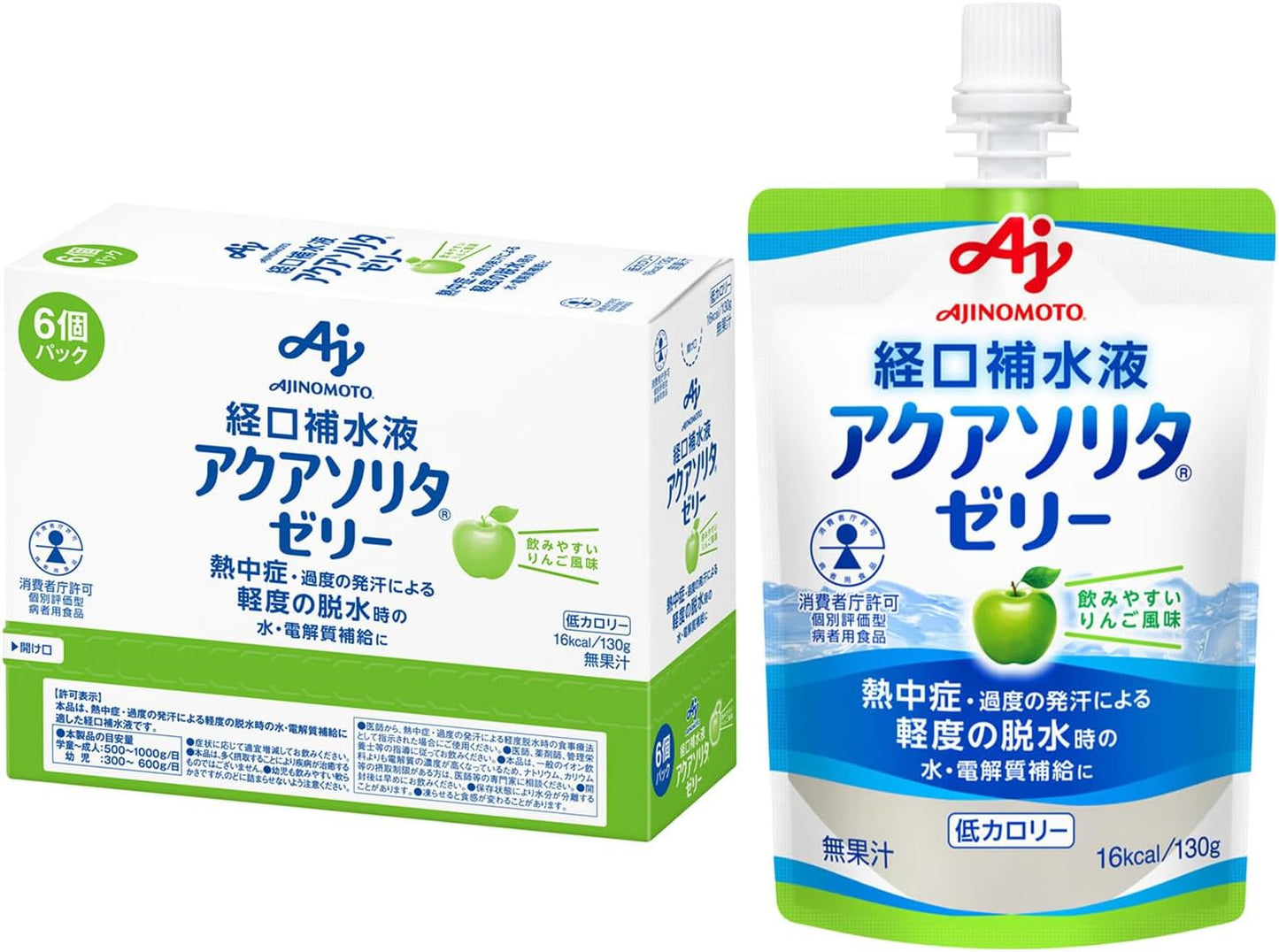 アクアソリタ 味の素 経口補水液 ゼリー りんご風味 130g×6個 水・電解質補給
