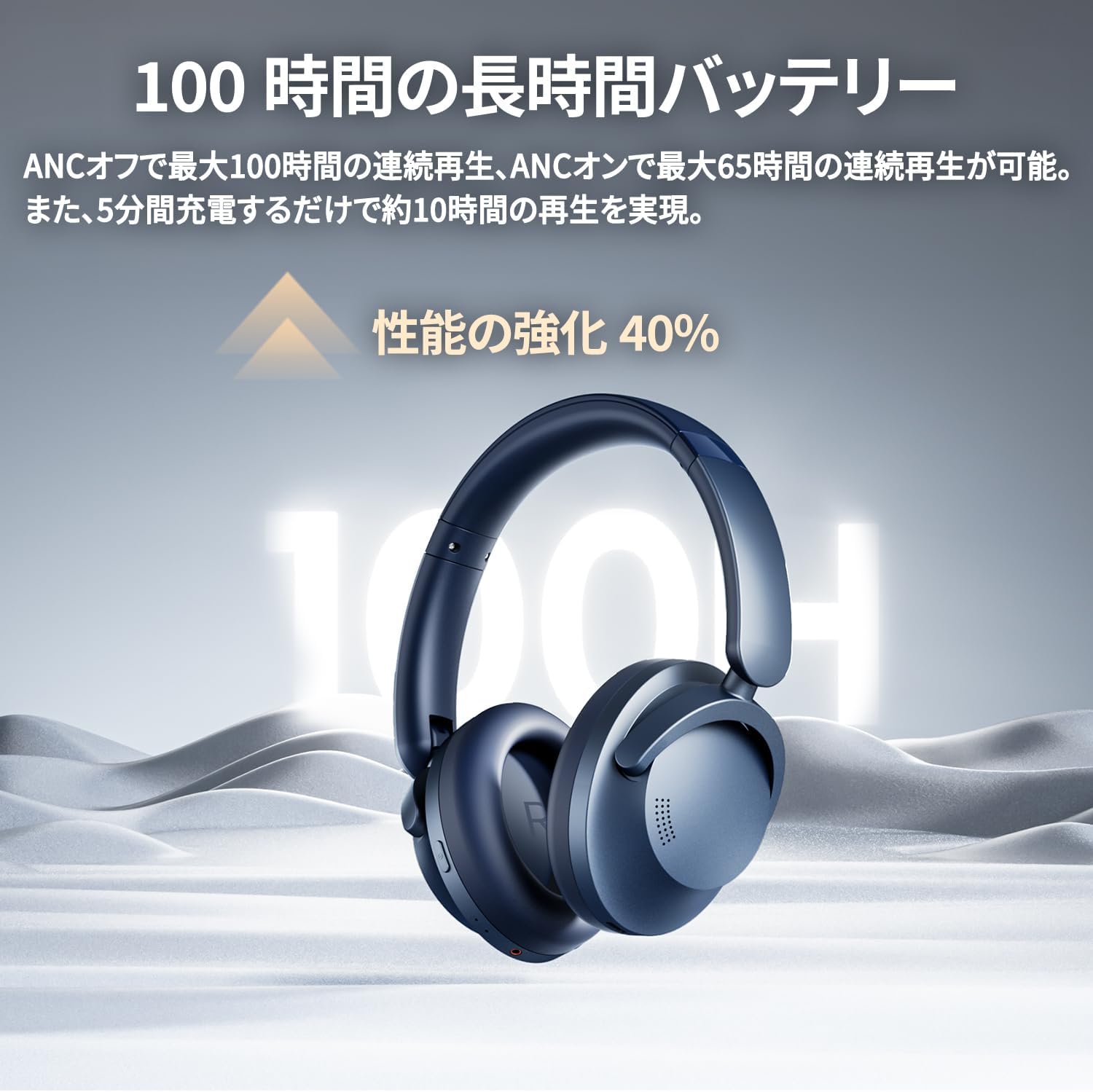 1MORE ハイレゾ対応 ワイヤレスヘッドホン SonoFlow Pro HQ51 【LDAC対応 / 3.5mm有線使用可能 / Hi-RES AUDIO認証 / 40mm大口径ドライバー / 折りたたみ / 最大100時間音楽再生 / アクティブノイズキャンセリング/外音取り込み/マイク内蔵/専用アプリ対応】(ブルー)