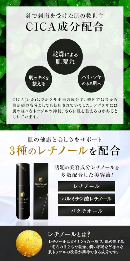 SPARTA＆ME (スパルタンミー) 120万本 30ml 日本製 針美容液 3種のレチノール CICA グリチルリチン酸 セラミド バクチオール ニードル スピキュール スキンケア ニードルセラム 美容液