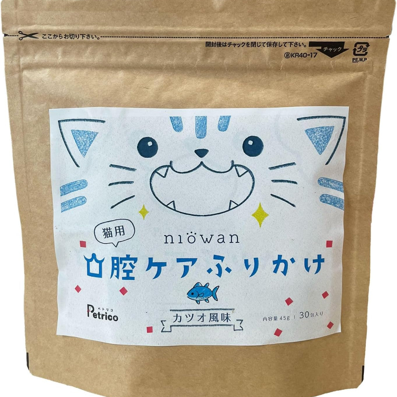 PETRICO ニオワンふりかけ 猫 ふりかけ 歯磨き 歯磨き粉 歯石 歯石除去 歯垢 口臭 口臭ケア 国産 無添加 1.5gx30包 (30日分)