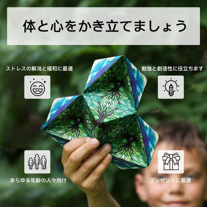 SHASHIBOシェイプシフトボックス - 受賞歴あり、特許取得のフィジェットキューブ、36個のレアアースマグネット搭載 - 70以上の形状に変形します (Earth)