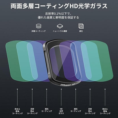 NEEWER ブラック拡散1/2フィルター コンパチブル Osmo Pocket 3 スクリーンプロテクター2枚付き 磁気吸着 装着便利 防水 防汚 映画効果レンズフィルター カメラレンズフィルター アクションカメラアクセサリービデオ/Vlog/撮影用 FL-80