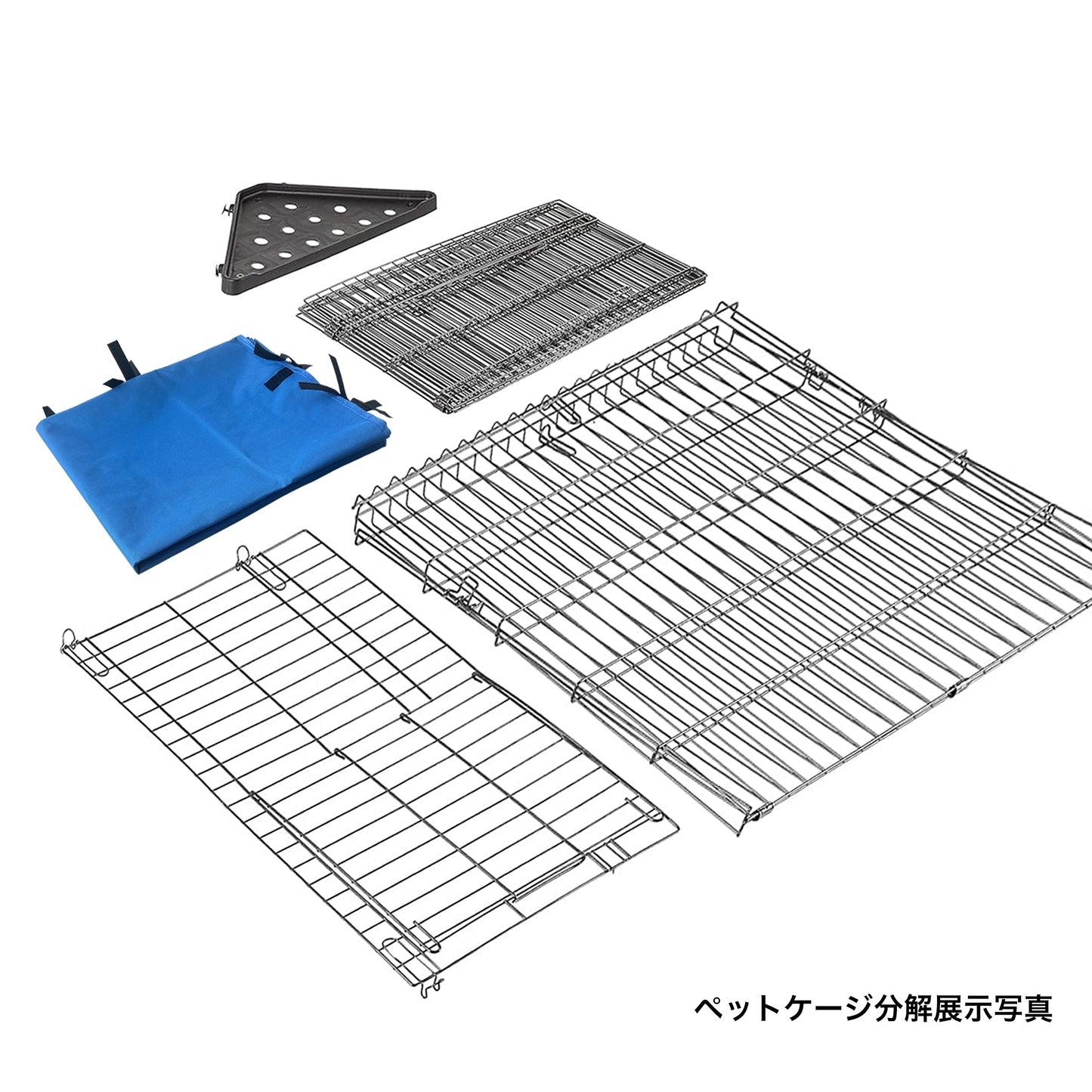 ペットサークル 小動物用 ケージ ドア・仕切り付き 屋内 屋外兼用 底付き 防水仕様 天井カバー付き 餌置き台付き 小型犬 猫 うさぎ モルモット 折りたたみ式 ペットゲージ 組立簡単 逃走防止 61.5×121×35.5cm