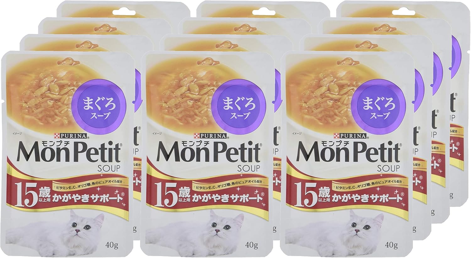 モンプチ スープ パウチ 高齢猫用(15歳以上) かがやきサポートまぐろスープ 40g×12袋入り (まとめ買い) [キャットフード]