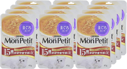 モンプチ スープ パウチ 高齢猫用(15歳以上) かがやきサポートまぐろスープ 40g×12袋入り (まとめ買い) [キャットフード]