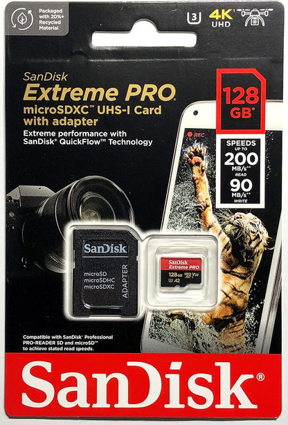 microSDXC 128GB SanDisk SanDisk SDSQXCD-128G-GN6MA Extreme PRO R:200MB/s W: 90MB/s UHS-I U3 V30 4K Ultra HD A2 Compatible with SD Adapter Included [並行輸入品]