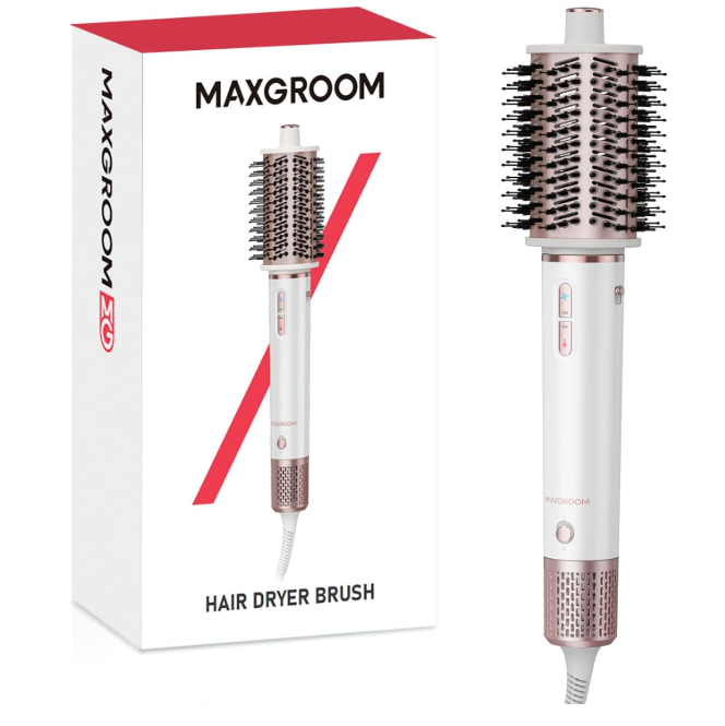 MAXGROOM ドライヤー くるくるドライヤー ヘアドライヤー: カールドライヤー カールブラシアイロン 過熱防止 メモリー機能 360°出風 高濃度マイナスイオン 速乾 低騒音 4段階温度調節 3段階風量 クリップ PSE認証済み 日本語取扱説明書 家庭用 プレゼント